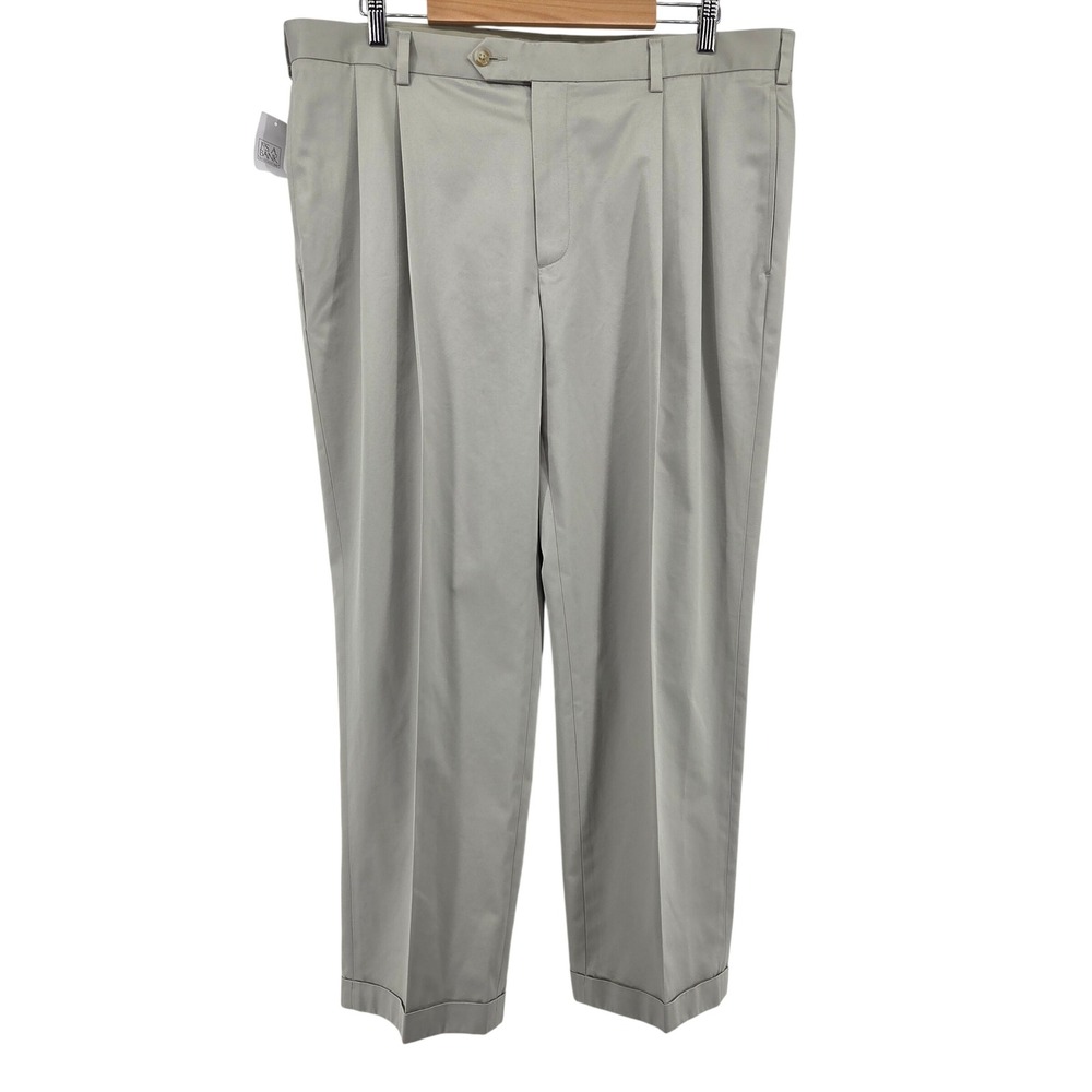 JOS A BANK‎ Traveler's Collection Mens 40x29 Khaki Pleated Cotton Dress Pants